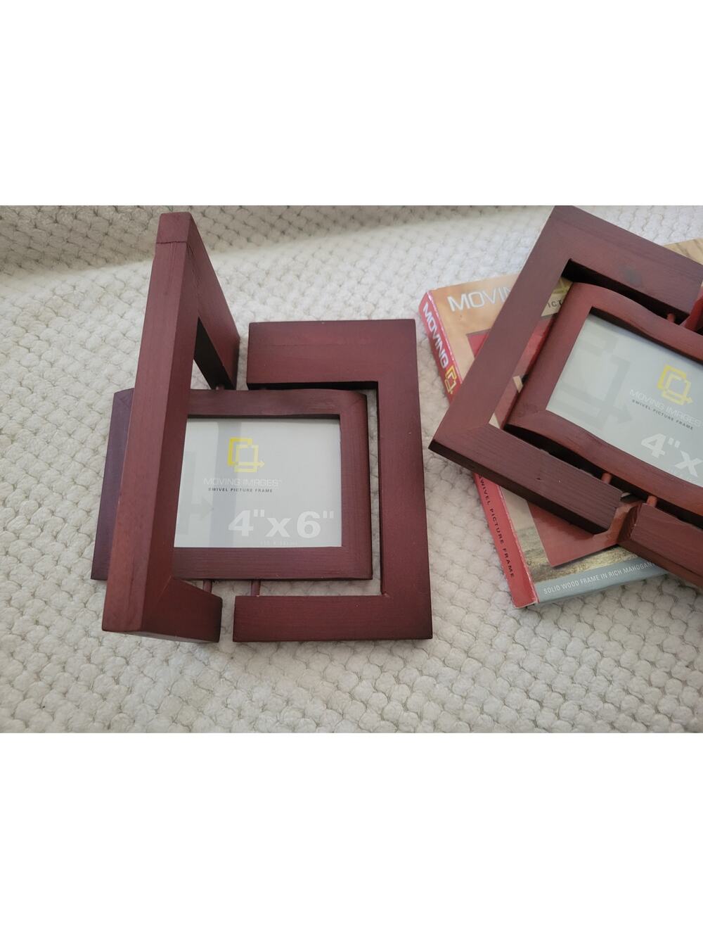 Moving Images 4x6 Mahogany Wood Swivel Picture Frame Brand New in Box(Set of 2)